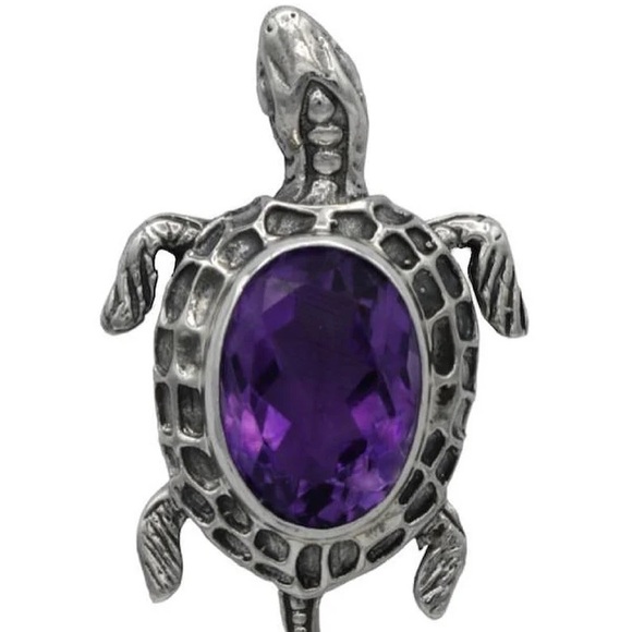 Cute citrine and amethyst turtle pendant - Picture 2 of 2